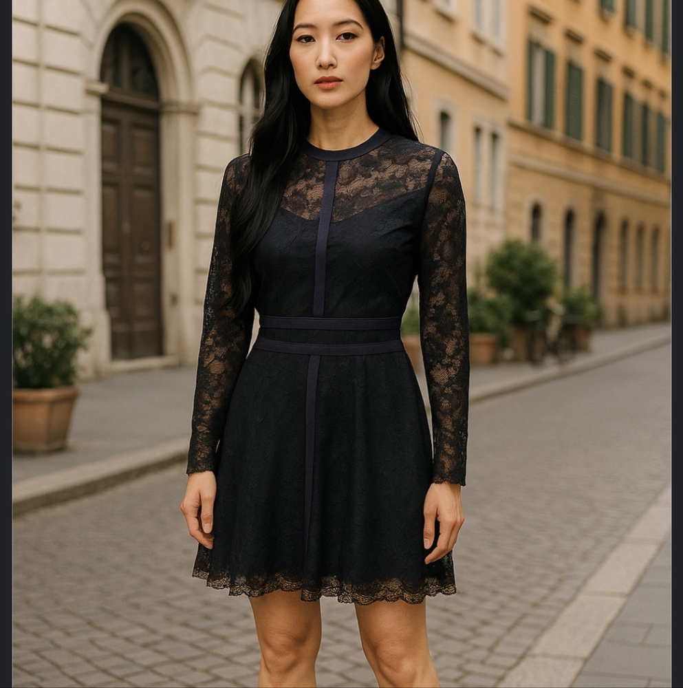 Xhilaration Black Lace w/ Faux Suede Accent Dress